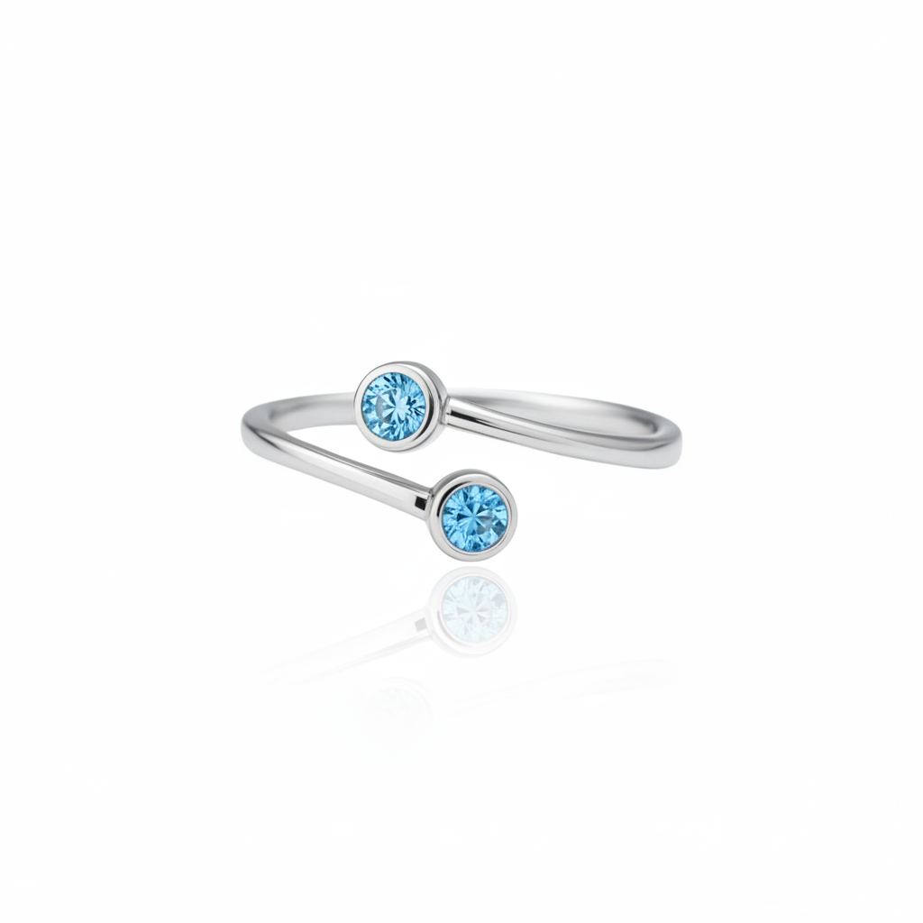 Forma Bypass Ring – Teal Blue Spinel