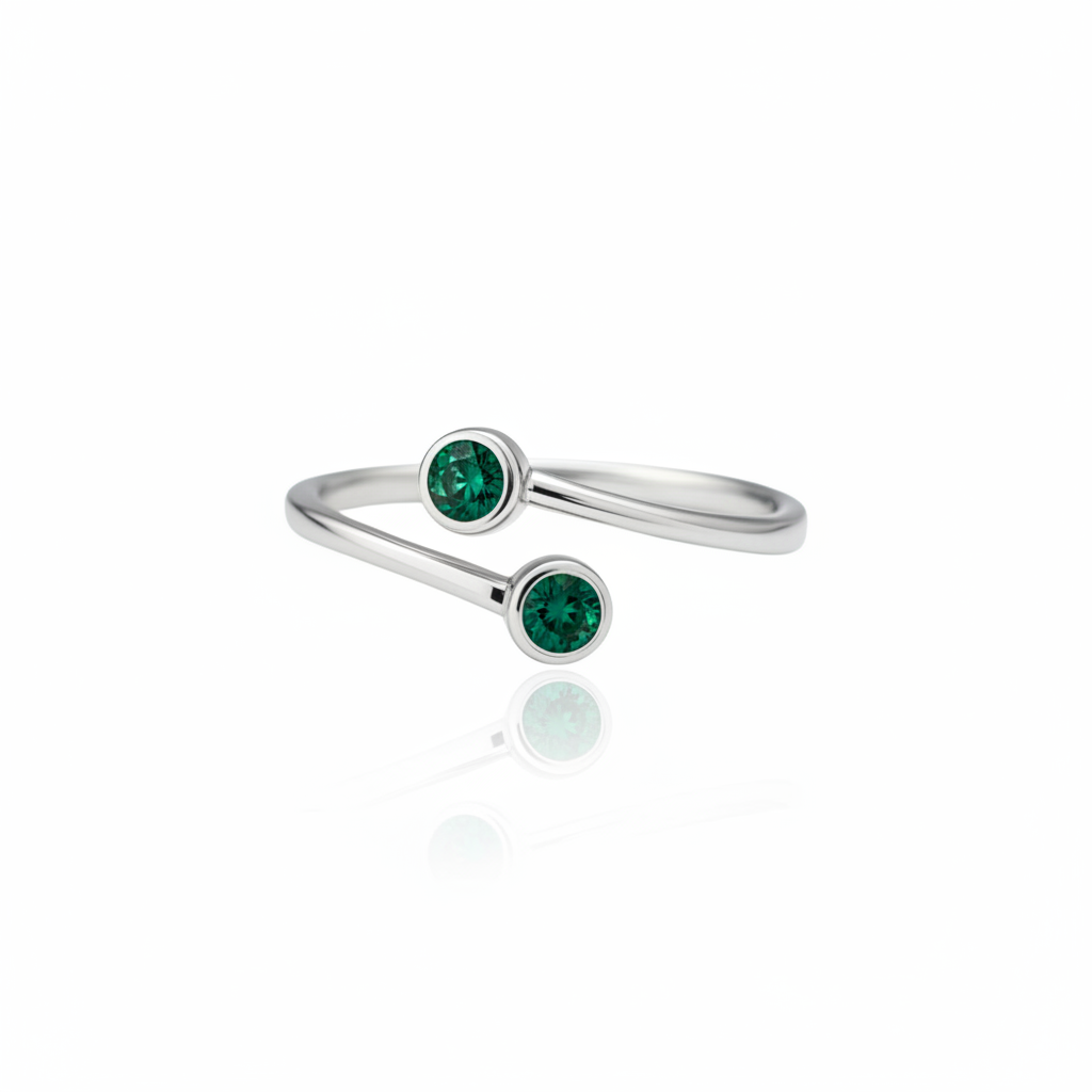 Forma Bypass Ring – Zambian Green Emerald
