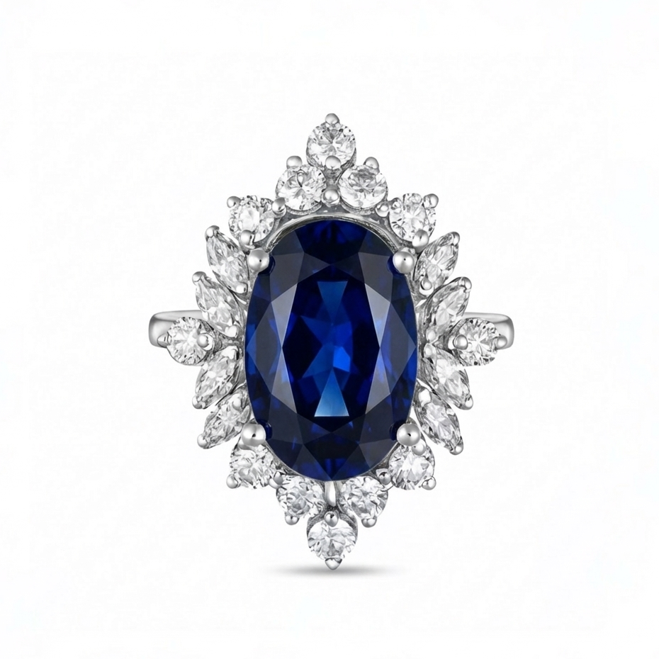 Velara Crown Ring – Blue Sapphire