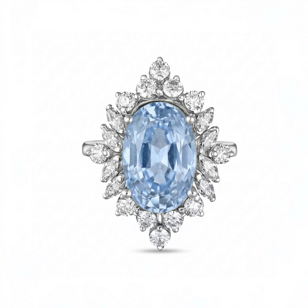 Velara Crown Ring – Light Blue Aquamarine