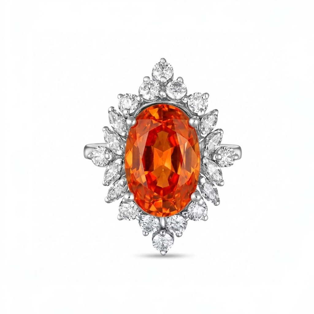 Velara Crown Ring – Orange Padparadscha Sapphire