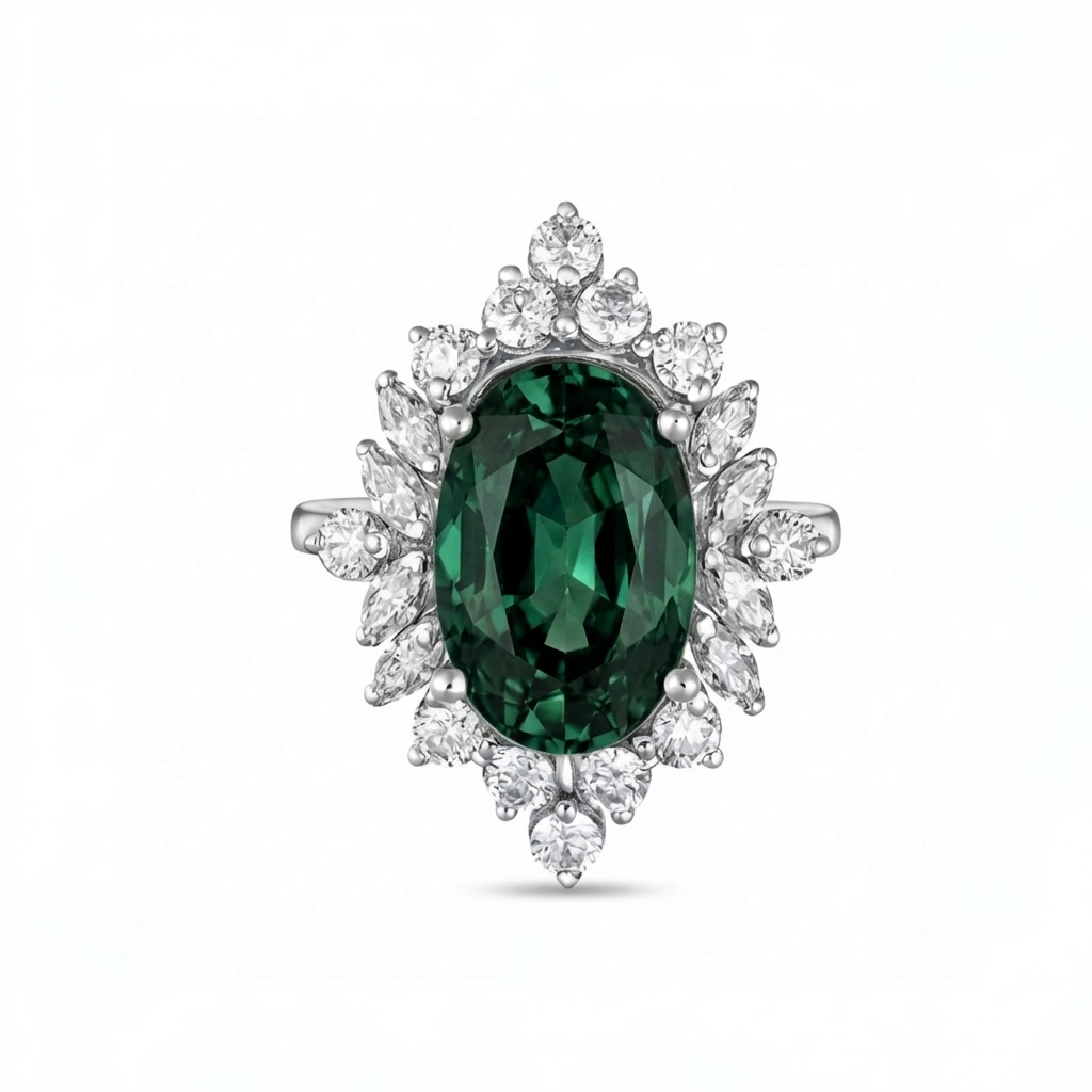 Velara Crown Ring – Zambian Green Emerald