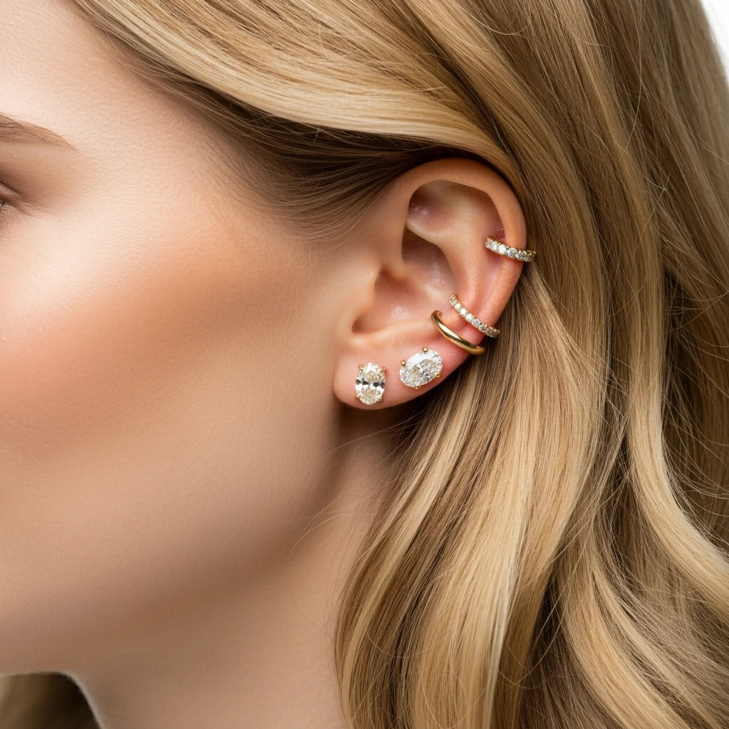 Linea Midi Ear Cuff – White Diamond