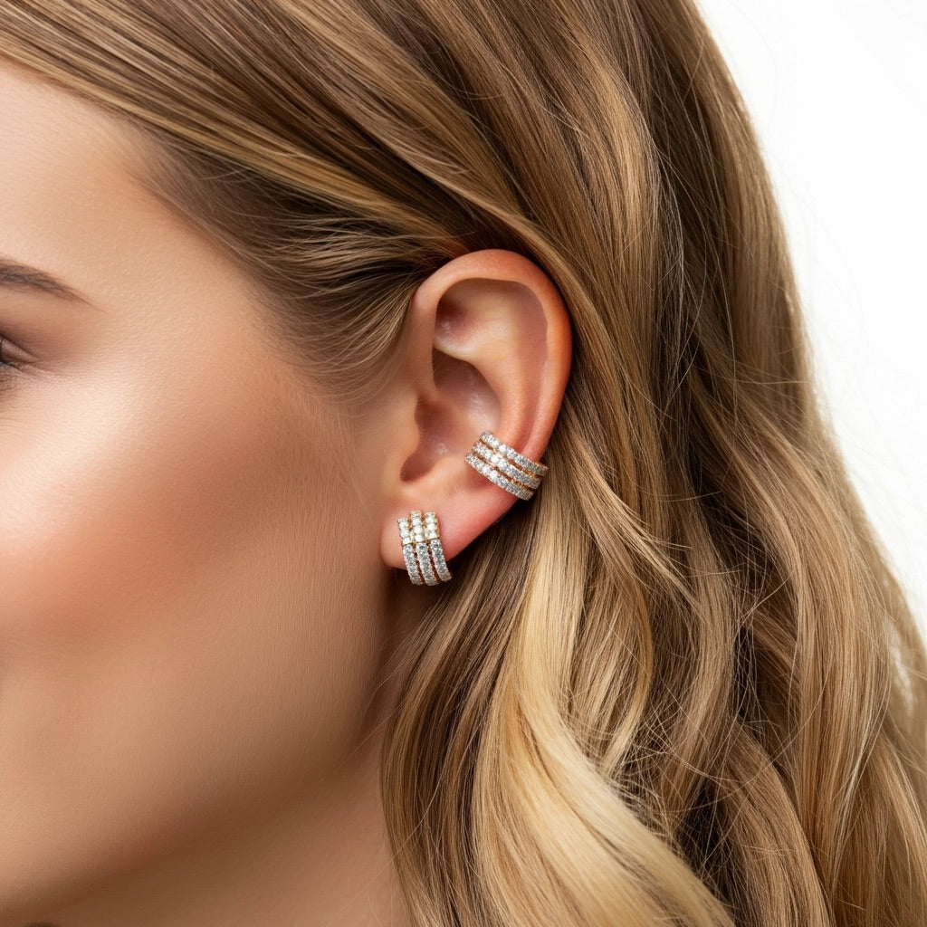Linea Midi Ear Cuff – White Diamond