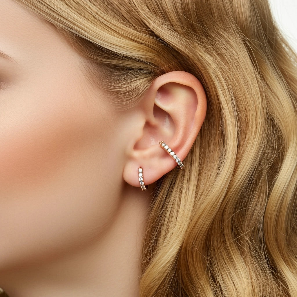 Linea Midi Ear Cuff – White Diamond