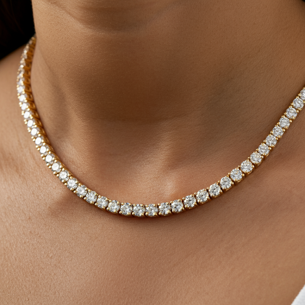 Juno Grande Tennis Necklace 25ct – White Diamond