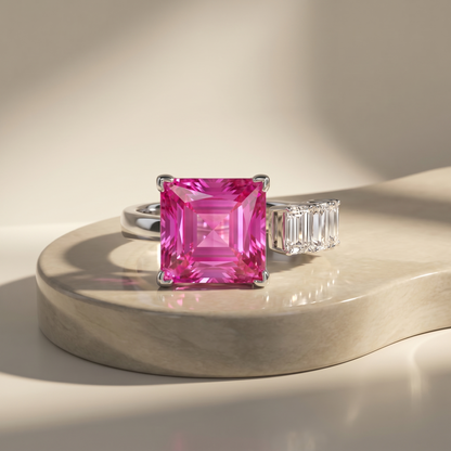 Aria Princess Open Ring – Vivid Pink Sapphire