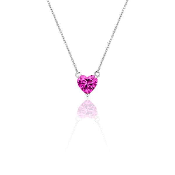 Amore Mini Solitaire Necklace – Vivid Pink Sapphire