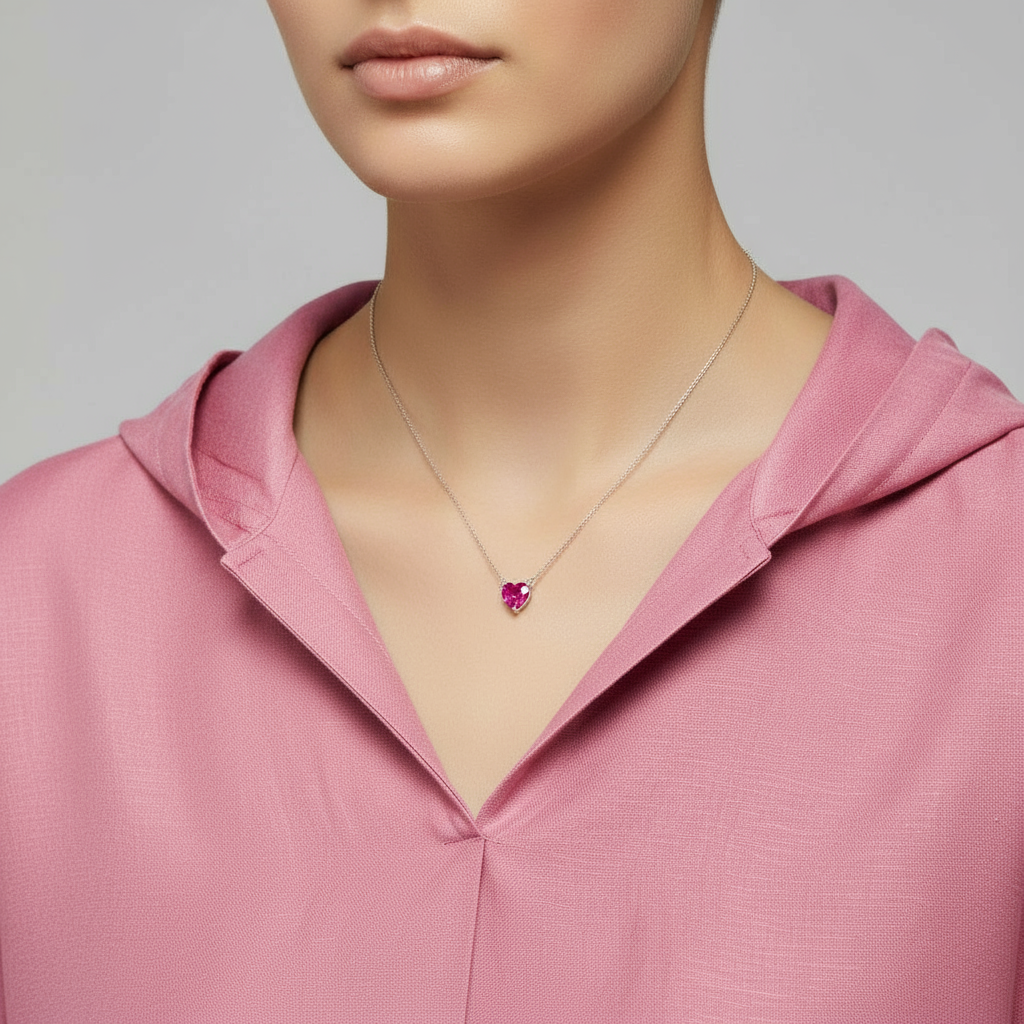 Amore Maxi Solitaire Necklace – Vivid Pink Sapphire