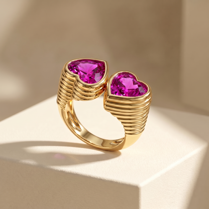 Amore Double Signet Ring – Vivid Pink Sapphire