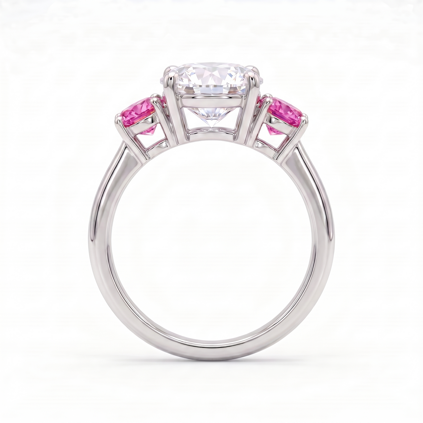 Juno Trilogy Ring – Vivid Pink Sapphire