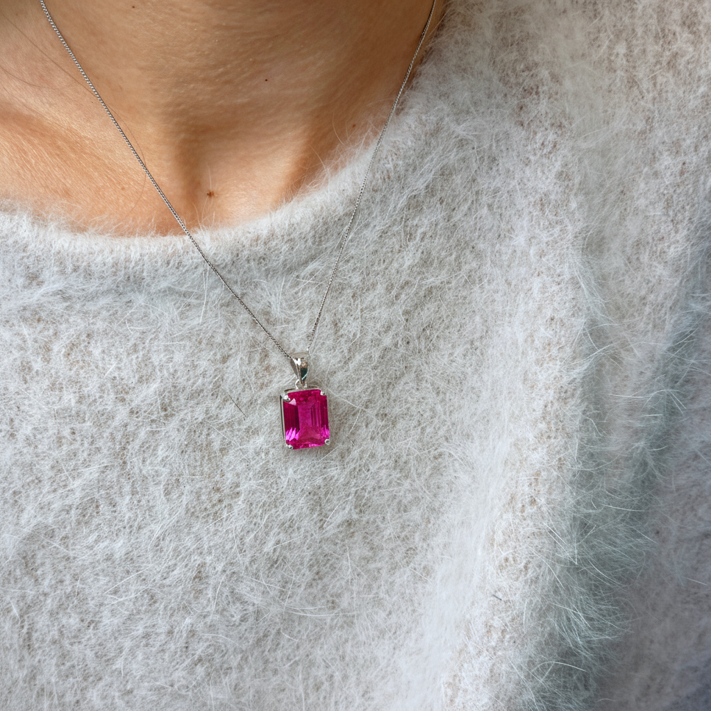 Nexus Statement Pendant – Vivid Pink Sapphire