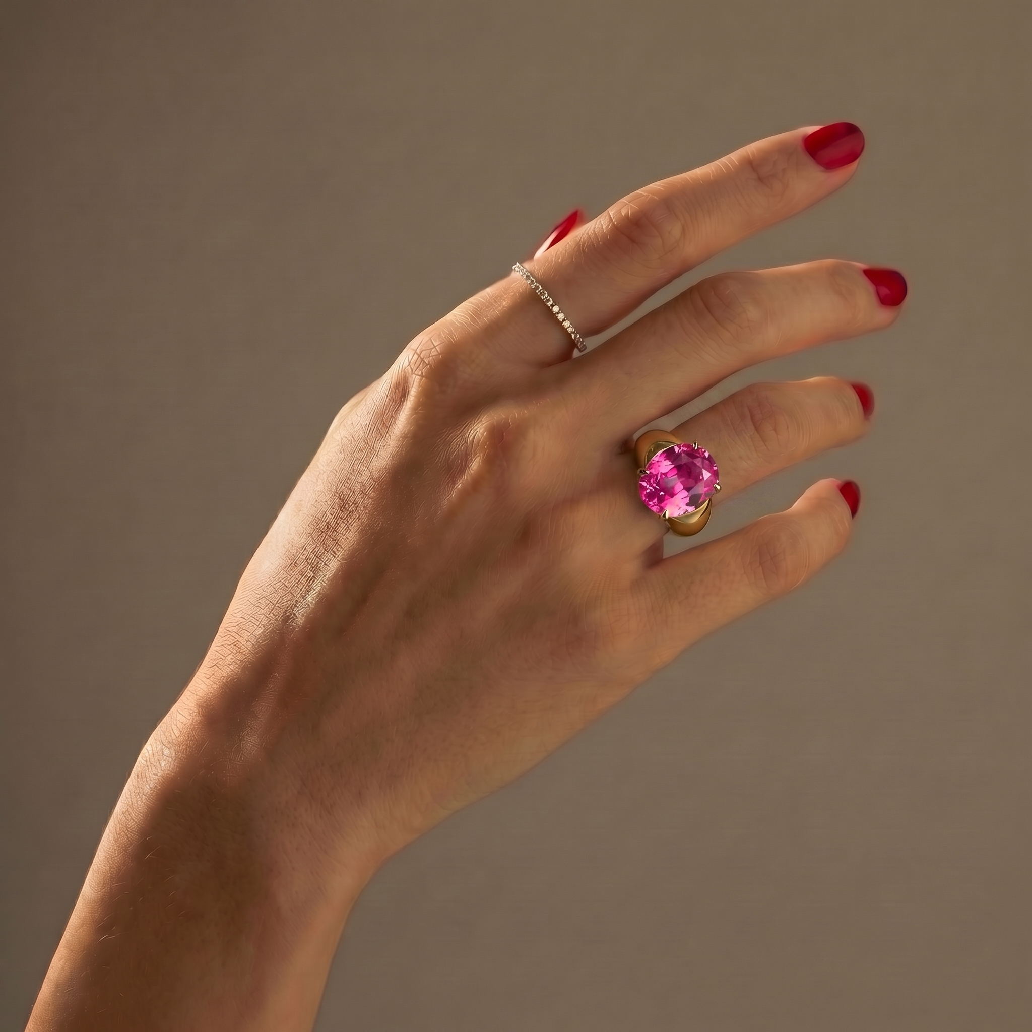 Velara Signet Ring – Vivid Pink Sapphire