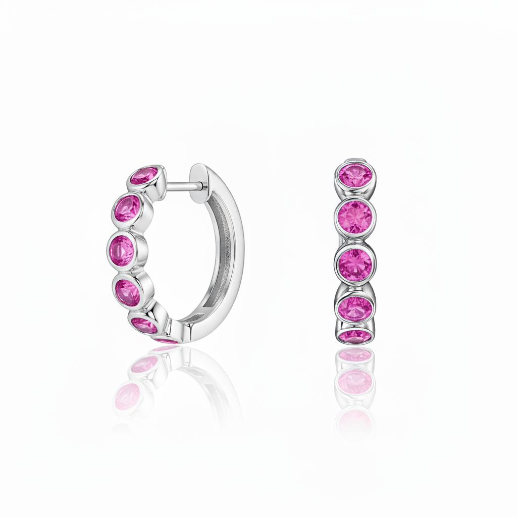 Forma Mini Hoop Earrings – Vivid Pink Sapphire