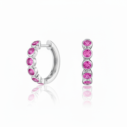 Forma Mini Hoop Earrings – Vivid Pink Sapphire