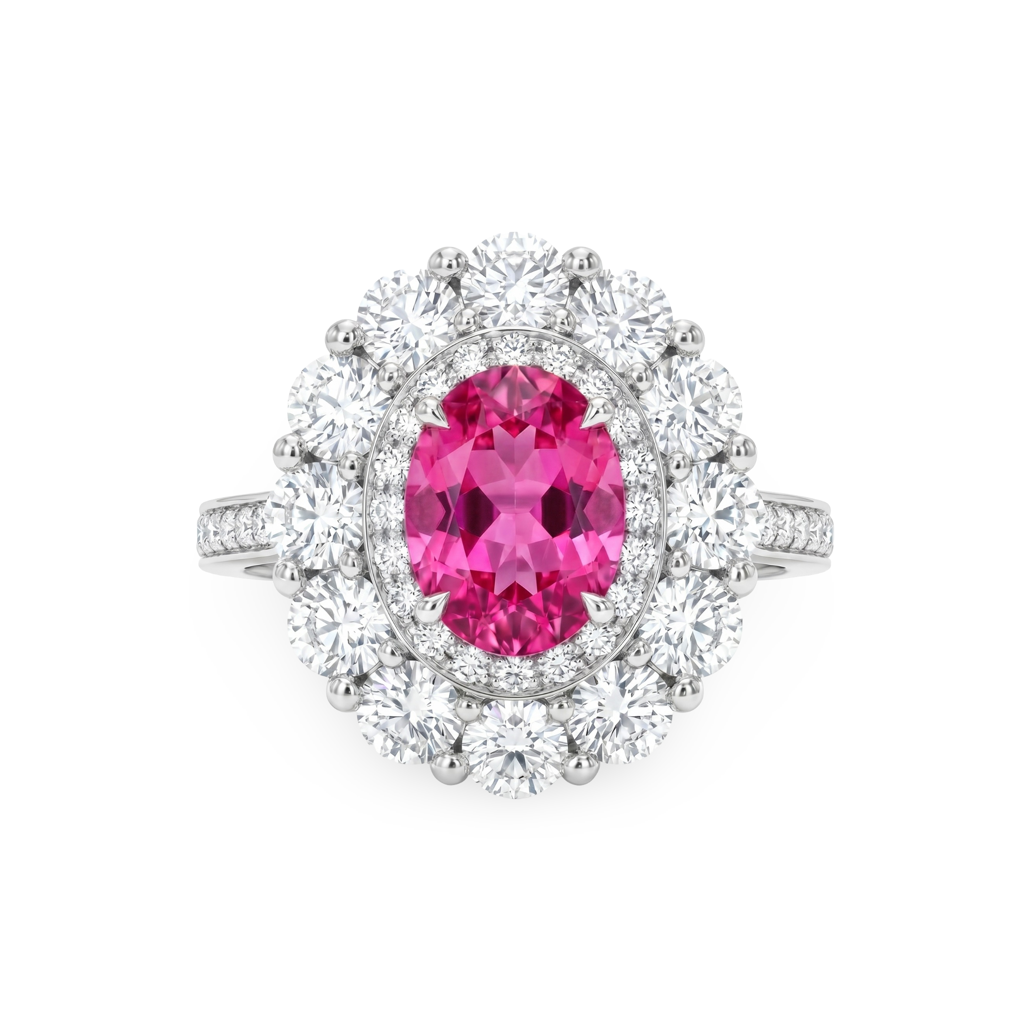 Velara Double Halo Ring – Vivid Pink Sapphire