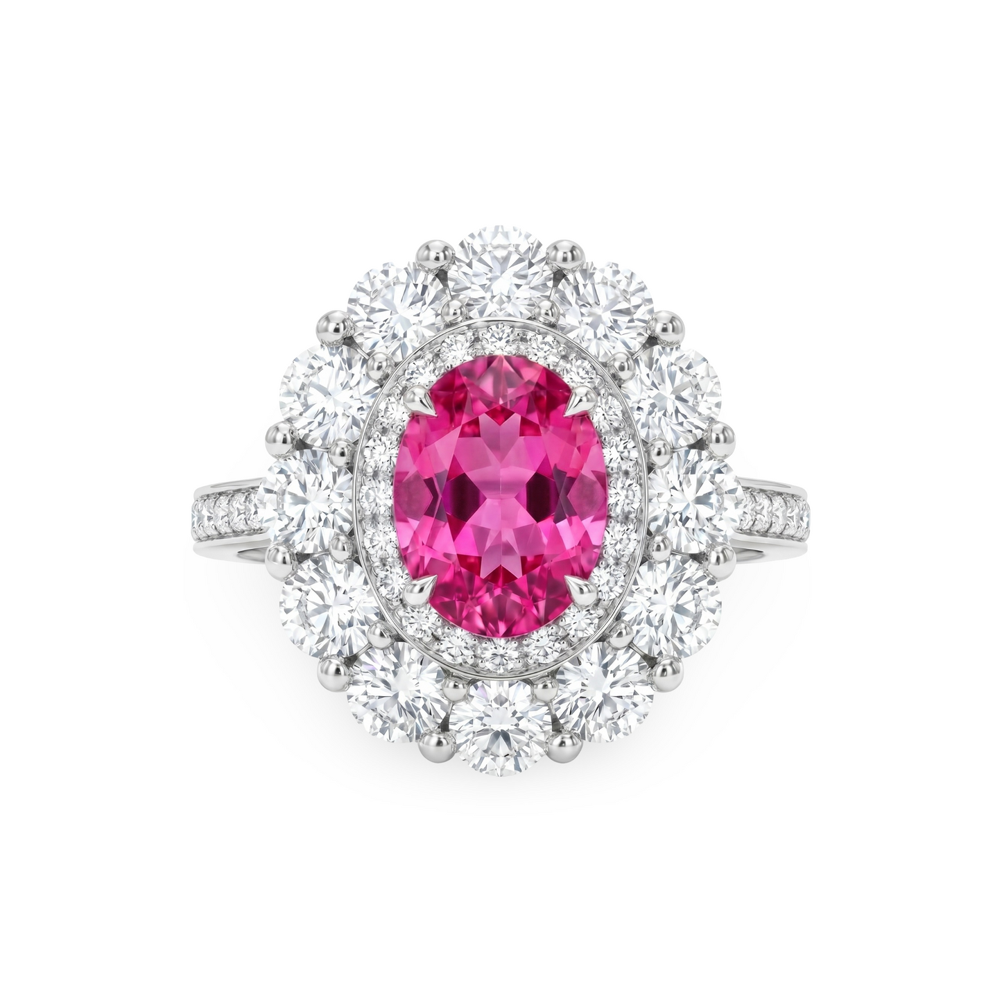 Velara Double Halo Ring – Vivid Pink Sapphire
