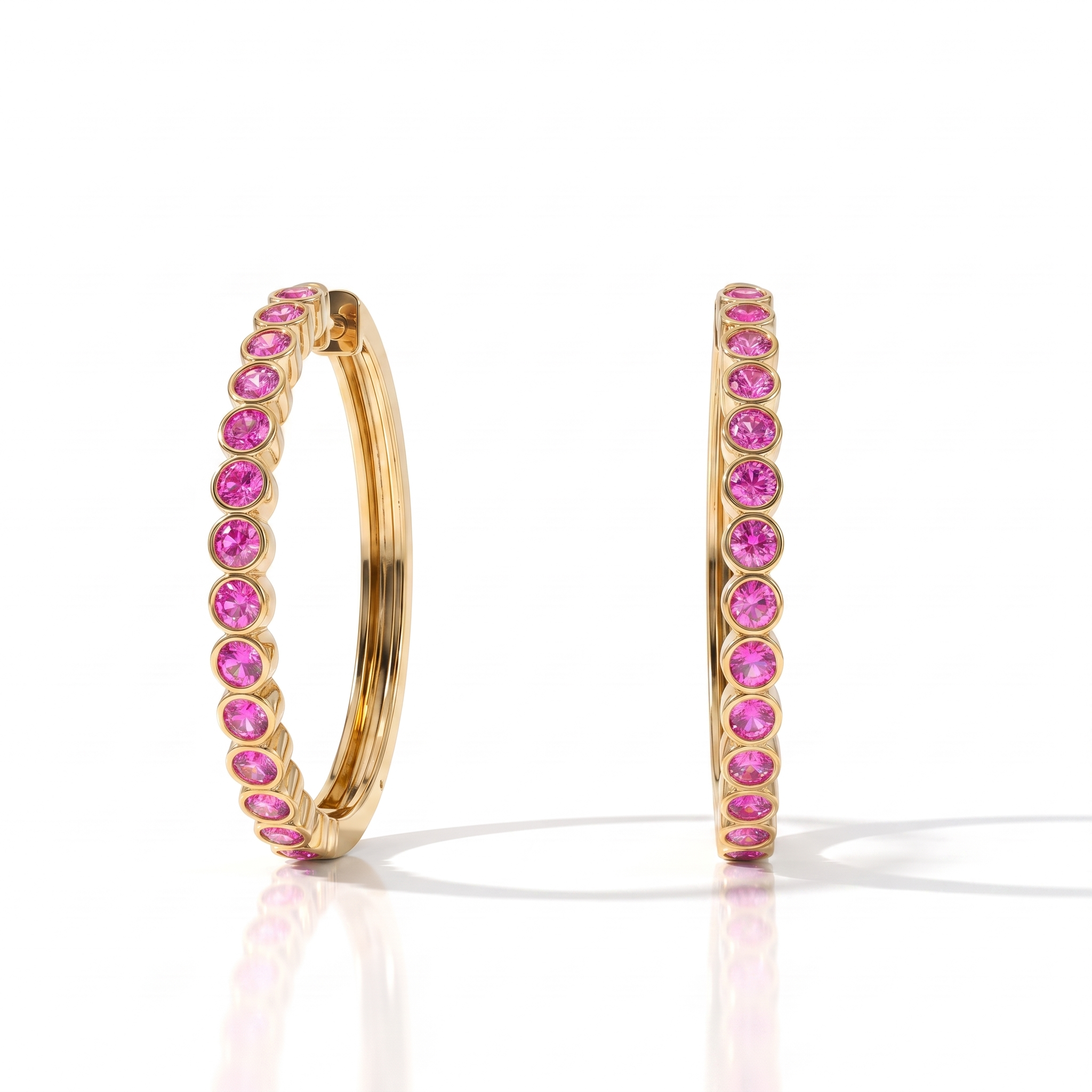 Forma Grande Hoop Earrings – Vivid Pink Sapphire