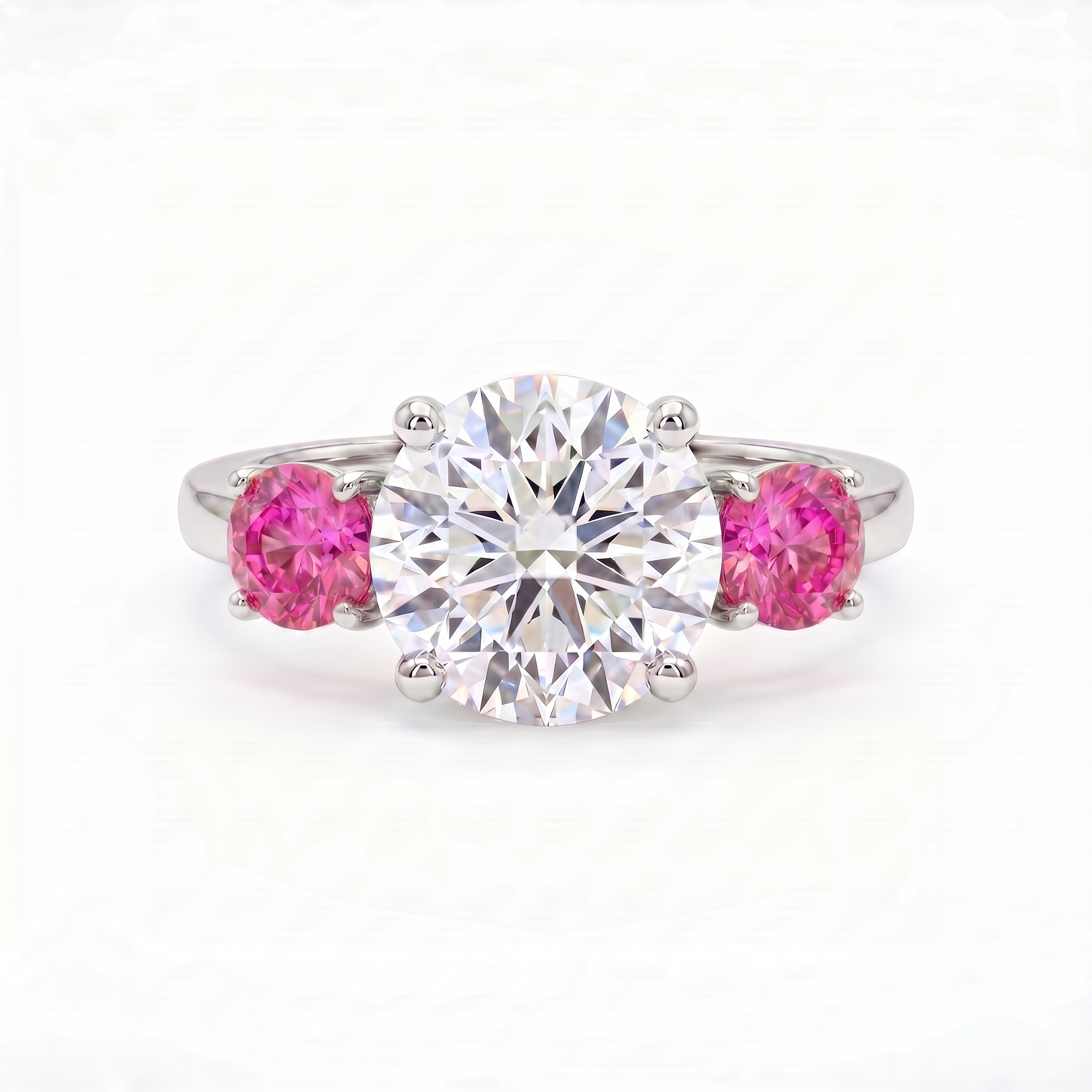 Juno Trilogy Ring – Vivid Pink Sapphire