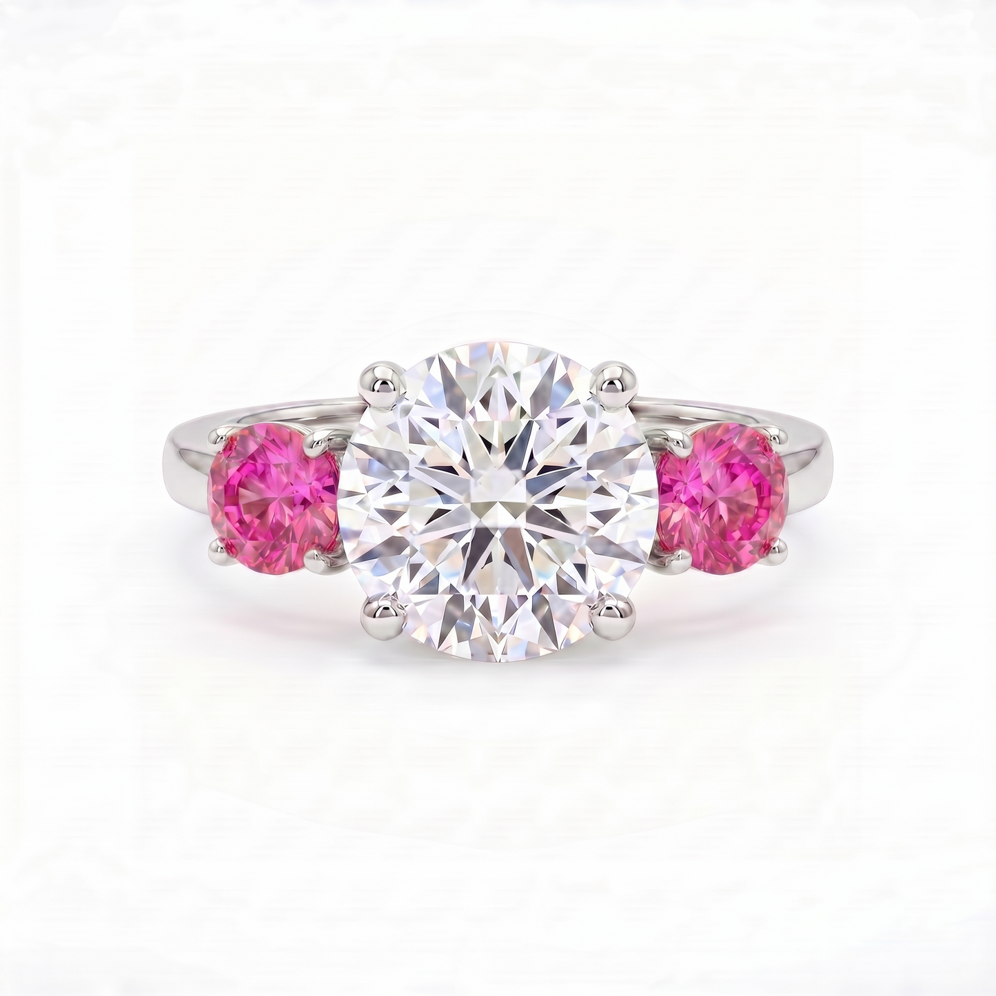 Juno Trilogy Ring – Vivid Pink Sapphire