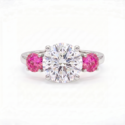 Juno Trilogy Ring – Vivid Pink Sapphire