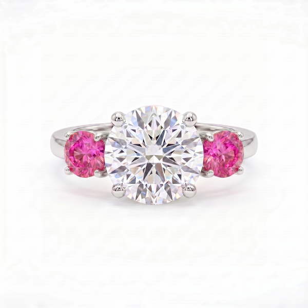 Juno Trilogy Ring – Vivid Pink Sapphire