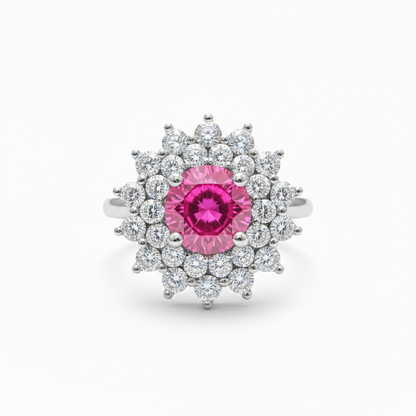 Juno Flower Ring – Vivid Pink Sapphire