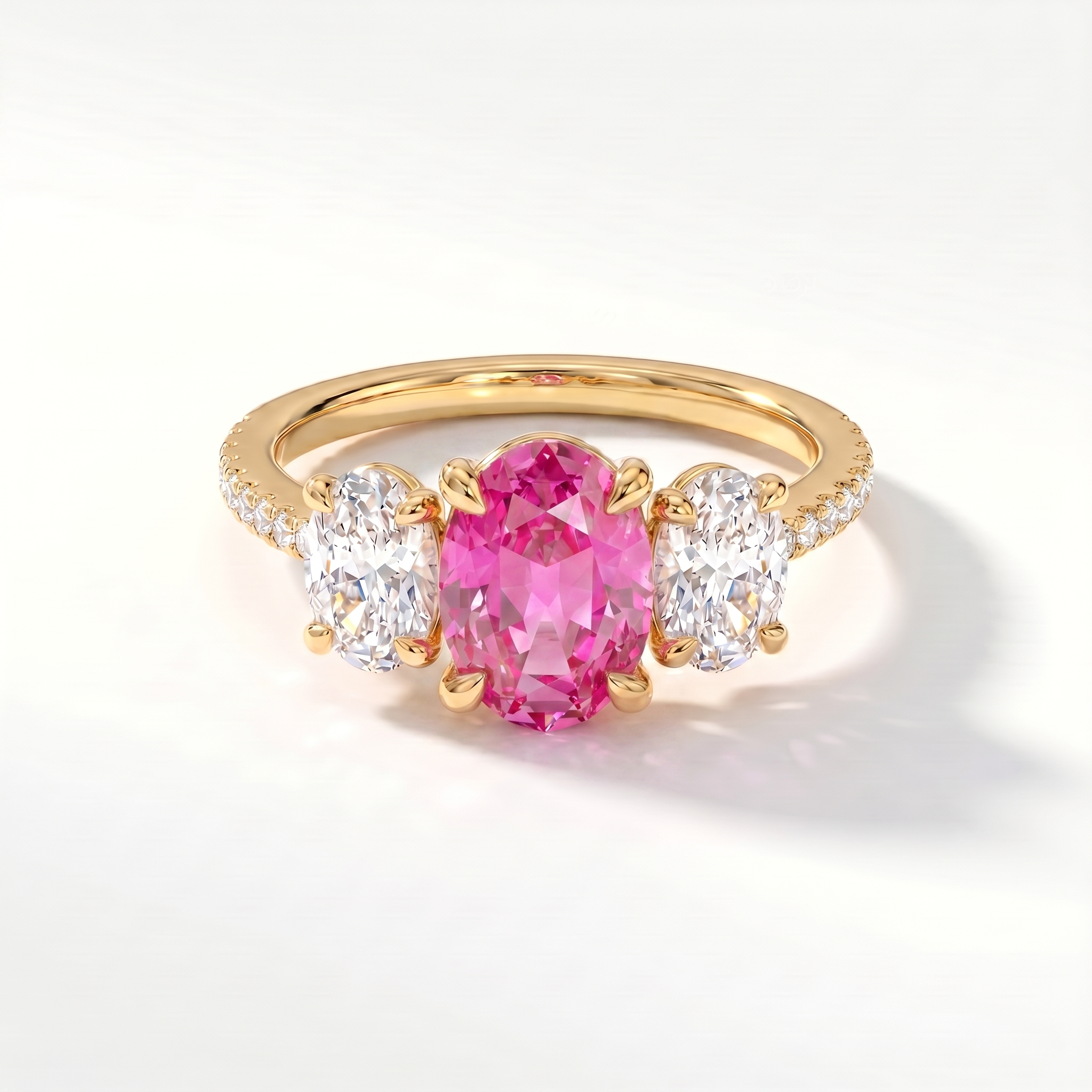 Velara Trilogy Pavé Ring – Vivid Pink Sapphire