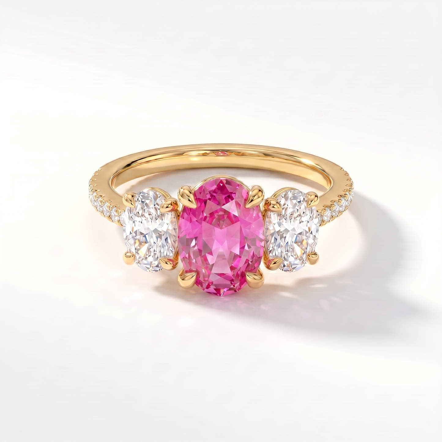 Velara Trilogy Pavé Ring – Vivid Pink Sapphire