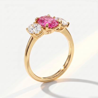 Velara Trilogy Ring – Vivid Pink Sapphire