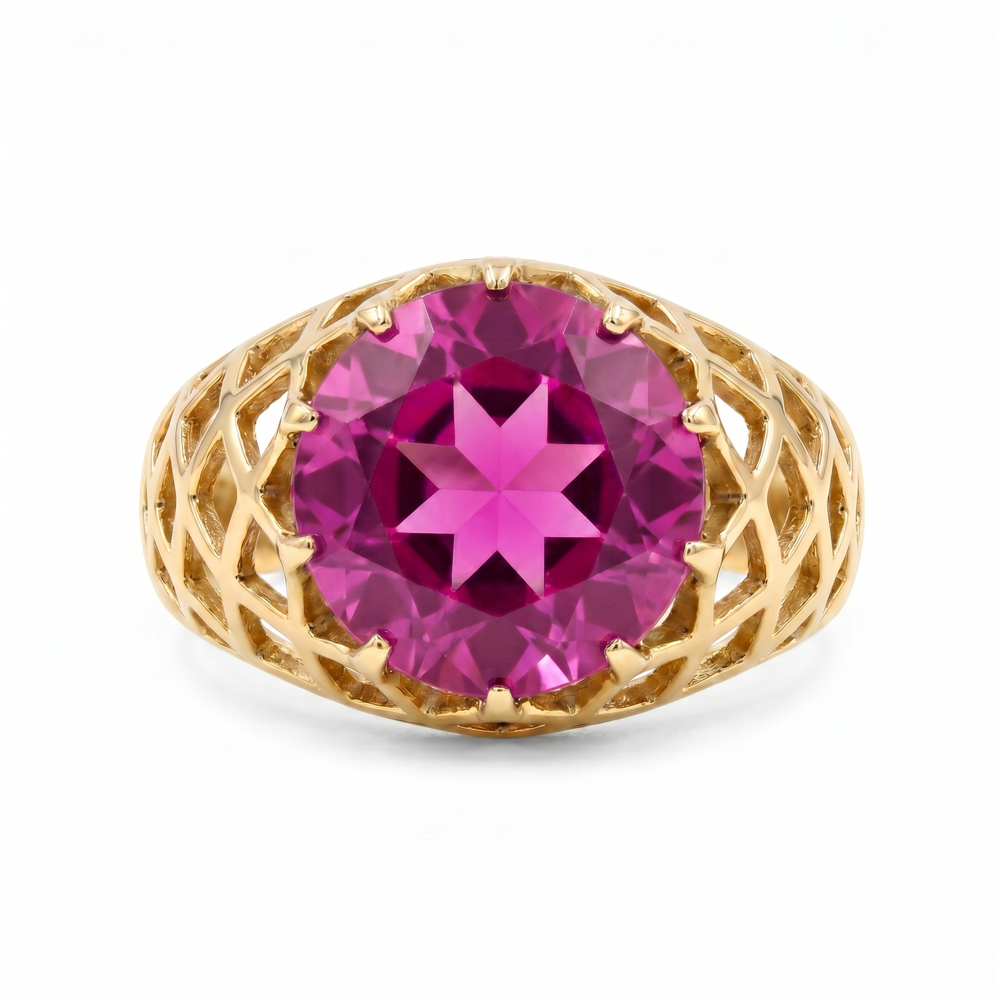 Juno Trellis Ring – Vivid Pink Sapphire
