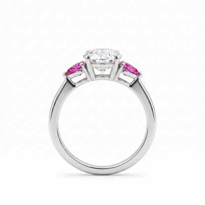 Juno Trio Ring – Vivid Pink Sapphire