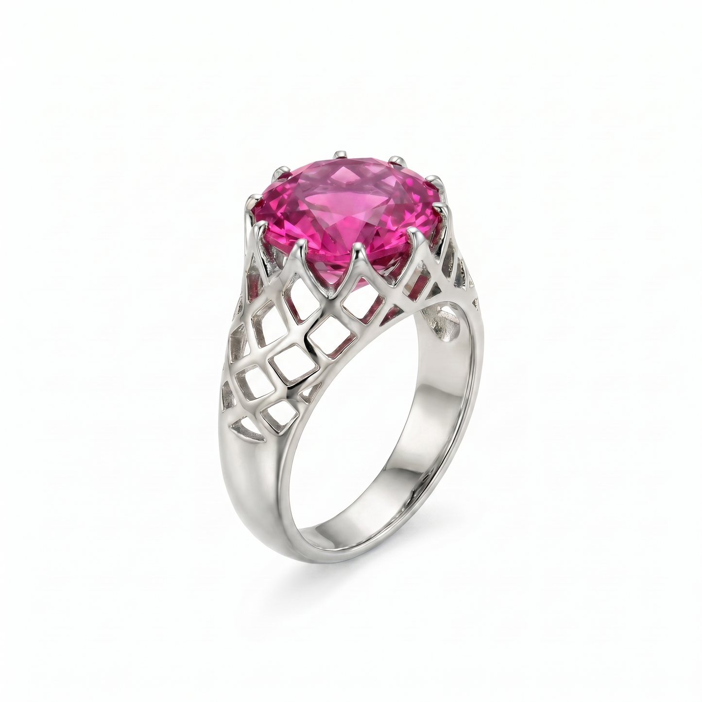 Juno Trellis Ring – Vivid Pink Sapphire
