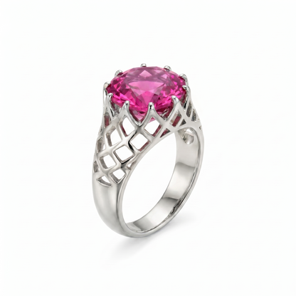 Juno Trellis Ring – Vivid Pink Sapphire
