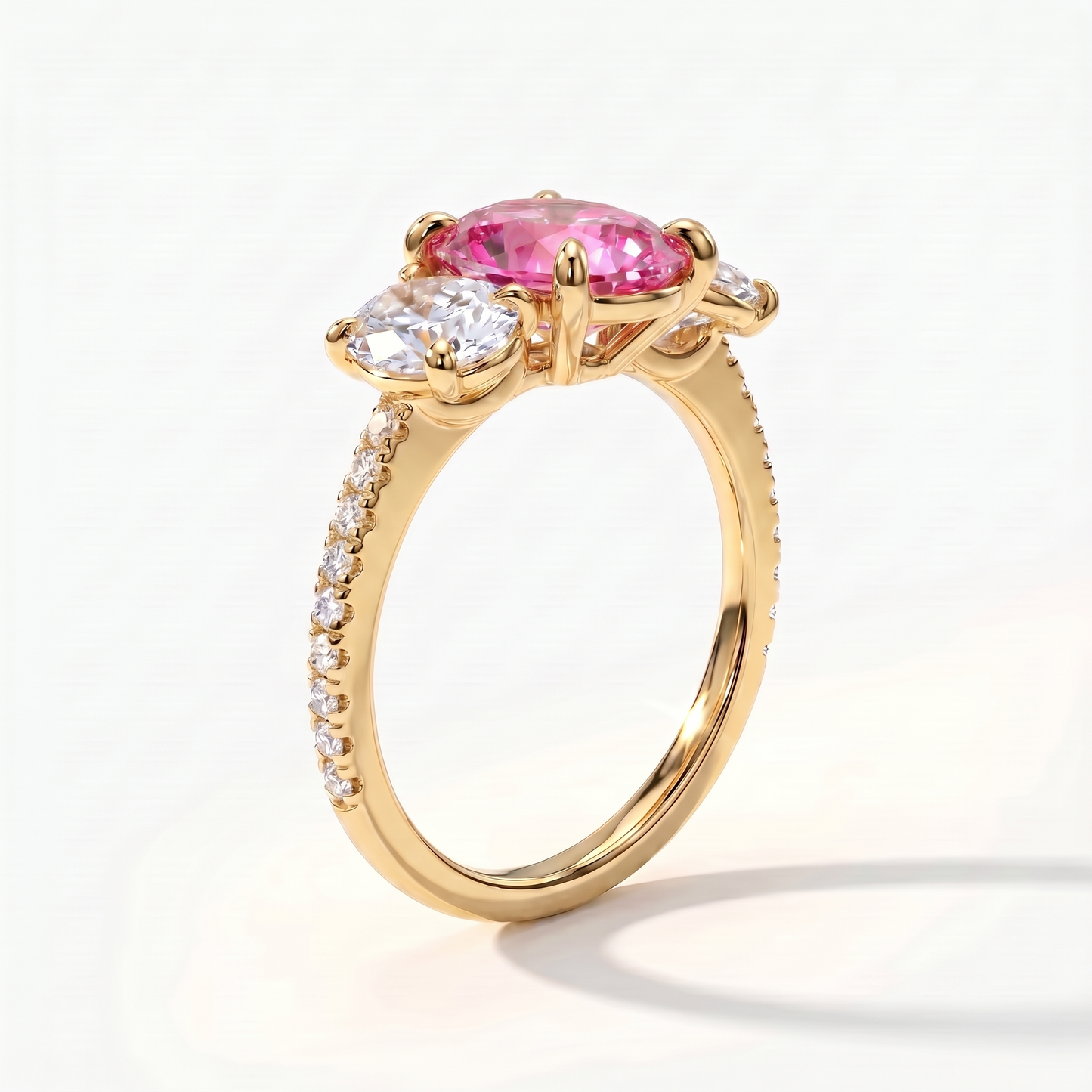Velara Trilogy Pavé Ring – Vivid Pink Sapphire