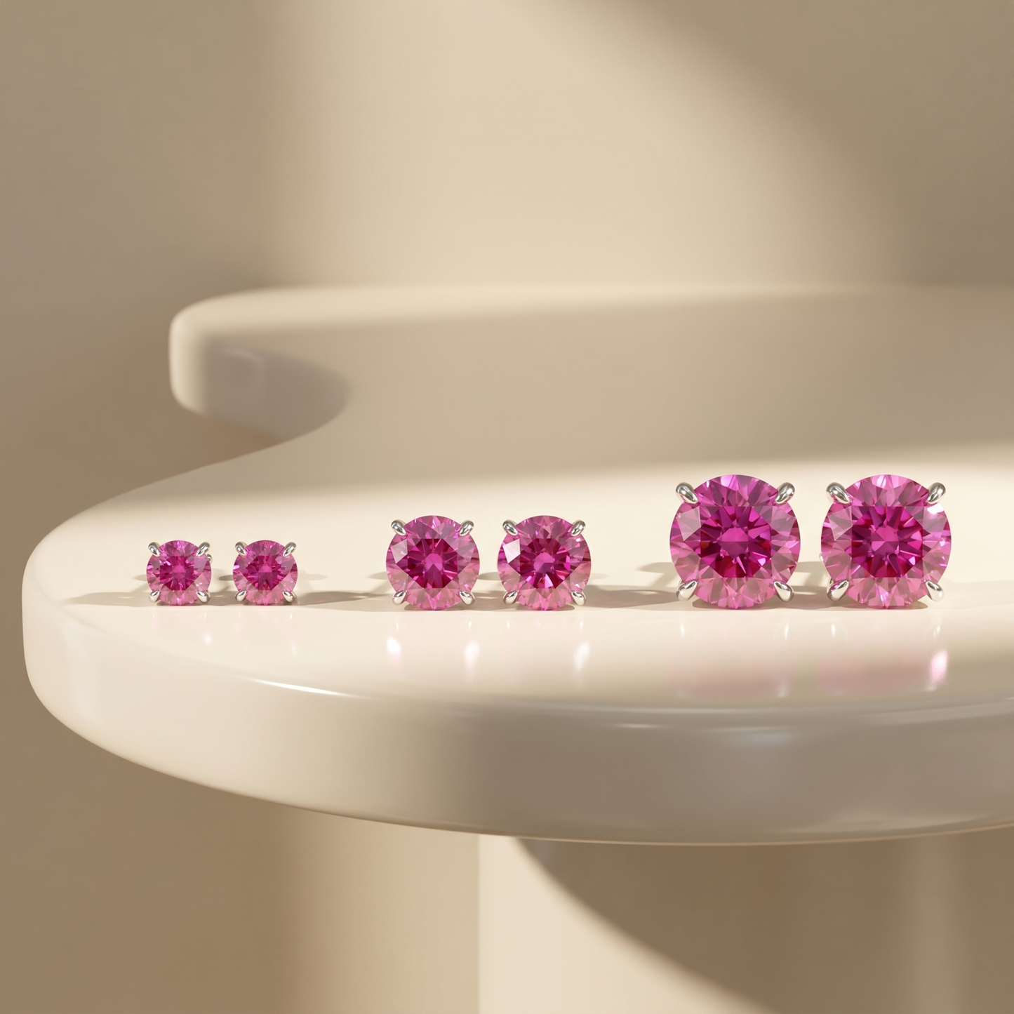 Juno Stud Earrings – Vivid Pink Sapphire