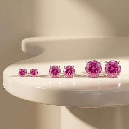 Juno Stud Earrings – Vivid Pink Sapphire