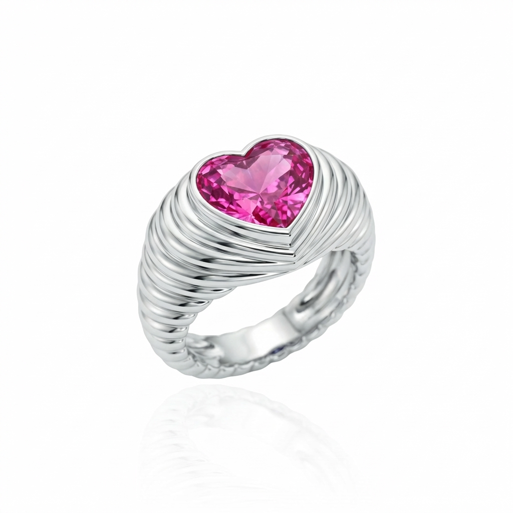 Amore Signet Ring – Vivid Pink Sapphire
