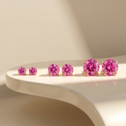 Juno Stud Earrings – Vivid Pink Sapphire