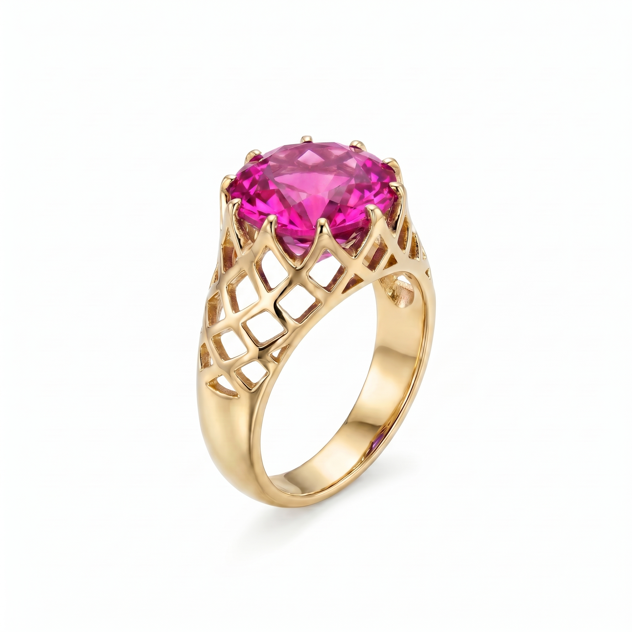 Juno Trellis Ring – Vivid Pink Sapphire