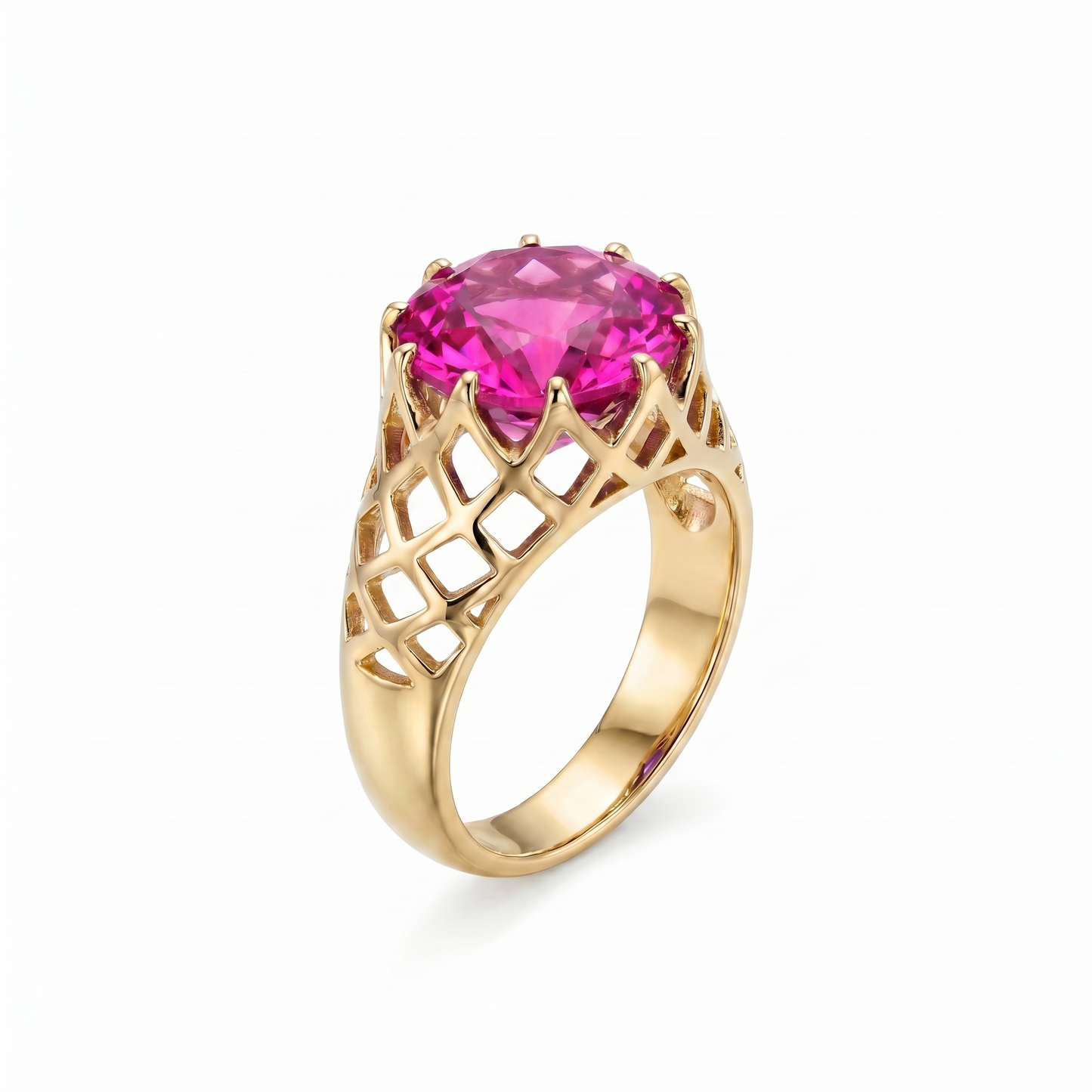 Juno Trellis Ring – Vivid Pink Sapphire