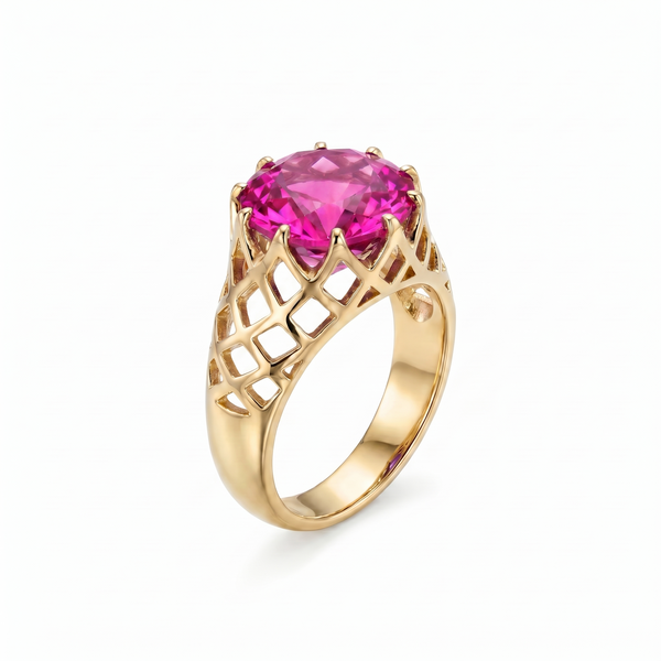 Juno Trellis Ring – Vivid Pink Sapphire