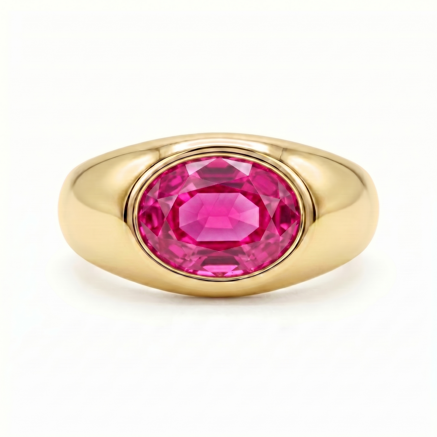 Velara Lateral Signet Ring – Vivid Pink Sapphire
