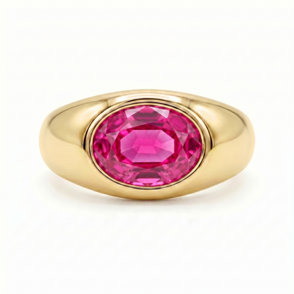 Velara Lateral Signet Ring – Vivid Pink Sapphire
