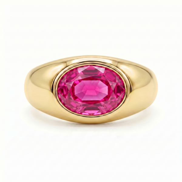 Velara Lateral Signet Ring – Vivid Pink Sapphire