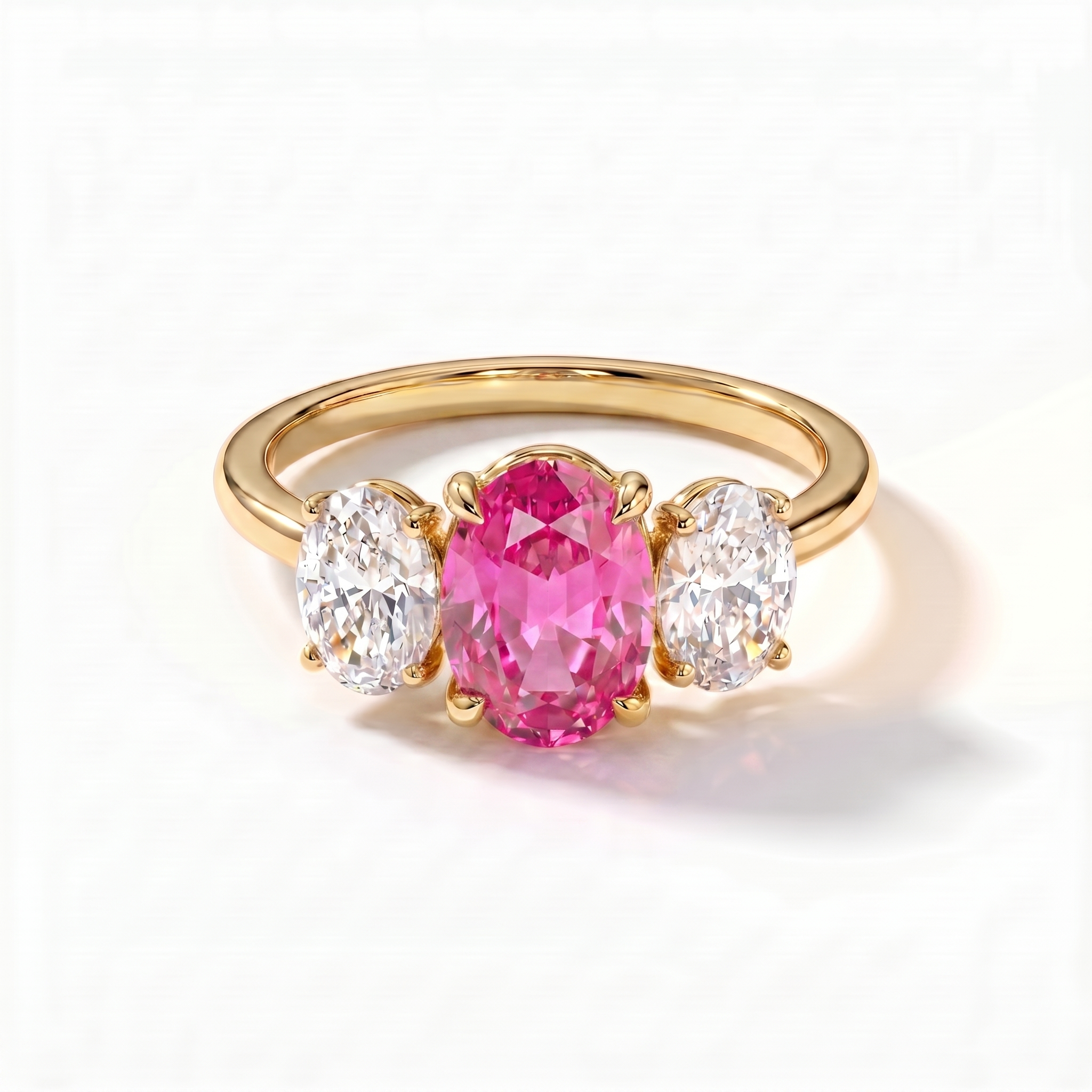 Velara Trilogy Ring – Vivid Pink Sapphire