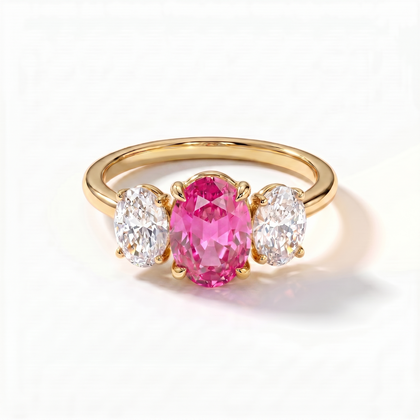 Velara Trilogy Ring – Vivid Pink Sapphire