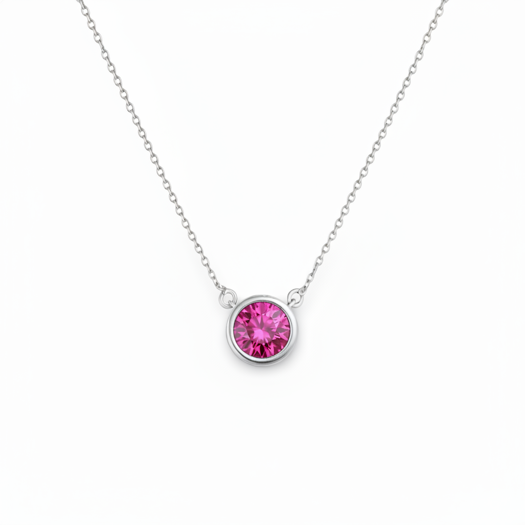 Forma Solitaire Necklace – Vivid Pink Sapphire