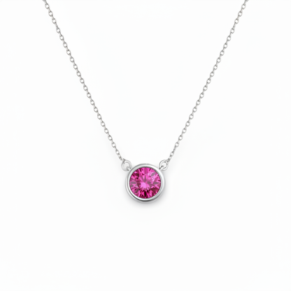 Forma Solitaire Necklace – Vivid Pink Sapphire