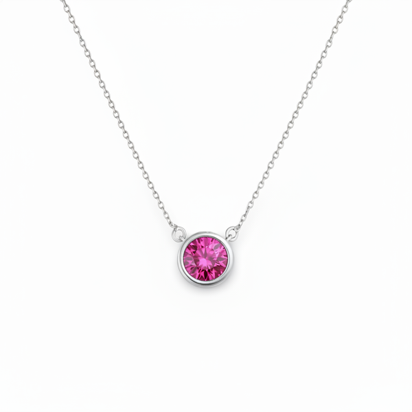 Forma Solitaire Necklace – Vivid Pink Sapphire